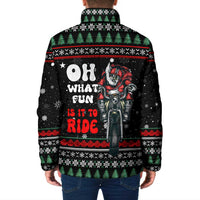 Santa And Motor Christmas Padded Jacket Xmas Holiday Patterns - Wonder Print Shop