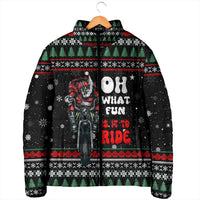 Santa And Motor Christmas Padded Jacket Xmas Holiday Patterns - Wonder Print Shop