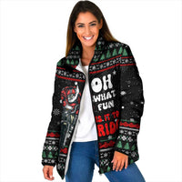 Santa And Motor Christmas Padded Jacket Xmas Holiday Patterns - Wonder Print Shop