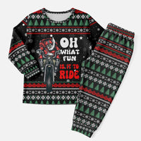 Santa And Motor Christmas Pajama Set Xmas Holiday Patterns - Wonder Print Shop