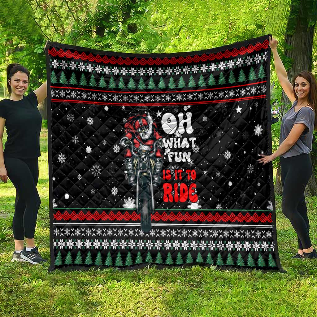 Santa And Motor Christmas Quilt Xmas Holiday Patterns - Wonder Print Shop