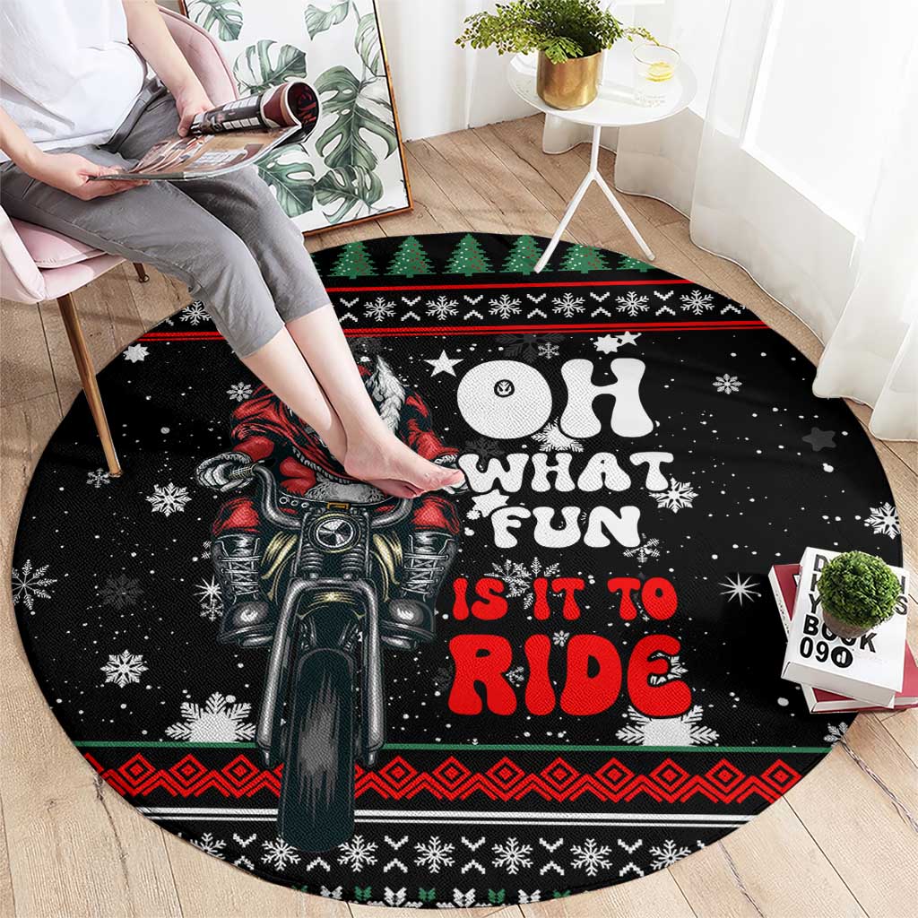 Santa And Motor Christmas Round Carpet Xmas Holiday Patterns - Wonder Print Shop