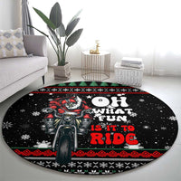 Santa And Motor Christmas Round Carpet Xmas Holiday Patterns - Wonder Print Shop