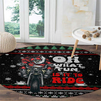 Santa And Motor Christmas Round Carpet Xmas Holiday Patterns - Wonder Print Shop