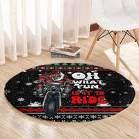 Santa And Motor Christmas Round Carpet Xmas Holiday Patterns - Wonder Print Shop