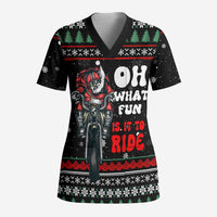 Santa And Motor Christmas Scrub Top Xmas Holiday Patterns - Wonder Print Shop