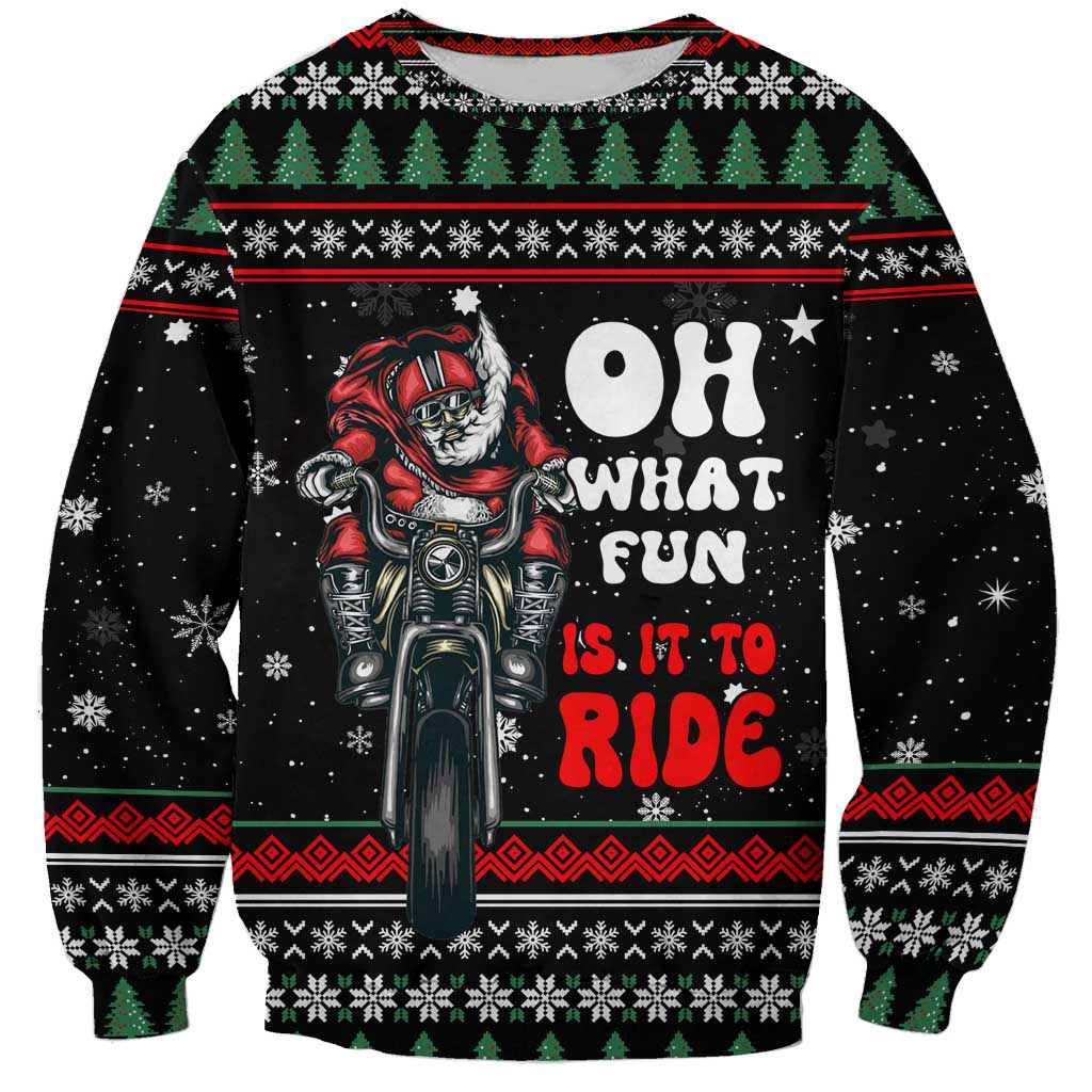 Santa And Motor Christmas Sweatshirt Xmas Holiday Patterns - Wonder Print Shop