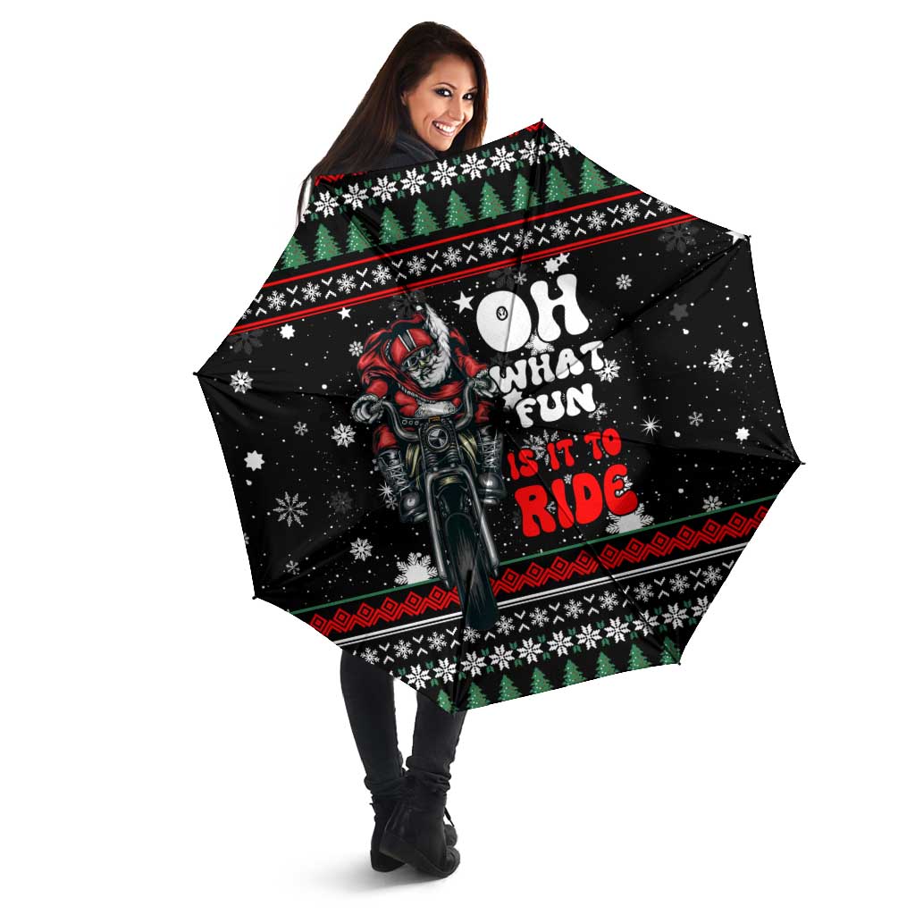 Santa And Motor Christmas Umbrella Xmas Holiday Patterns - Wonder Print Shop