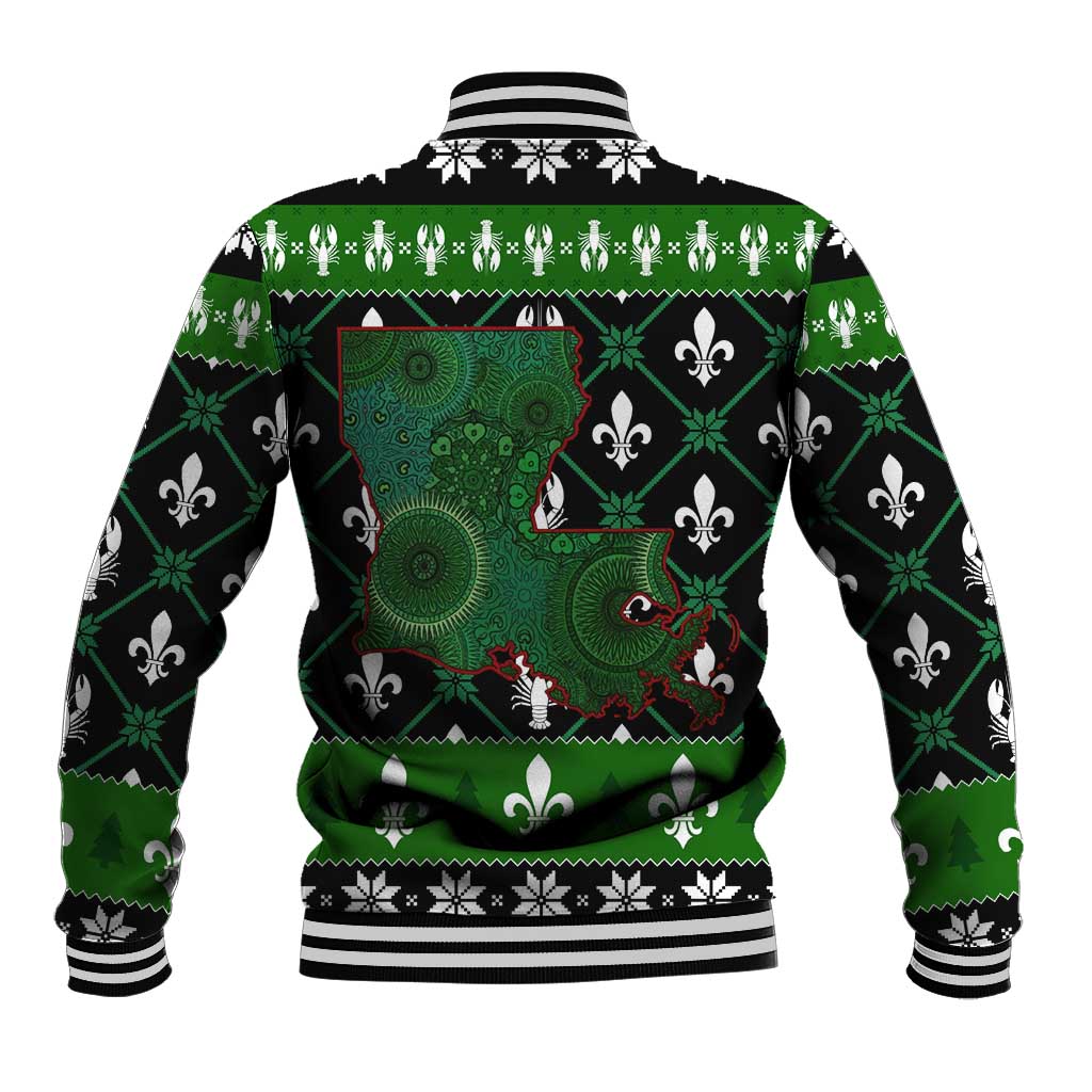 Louisiana USA Symbols Pattern Christmas Baseball Jacket Xmas Holiday Patterns - Wonder Print Shop