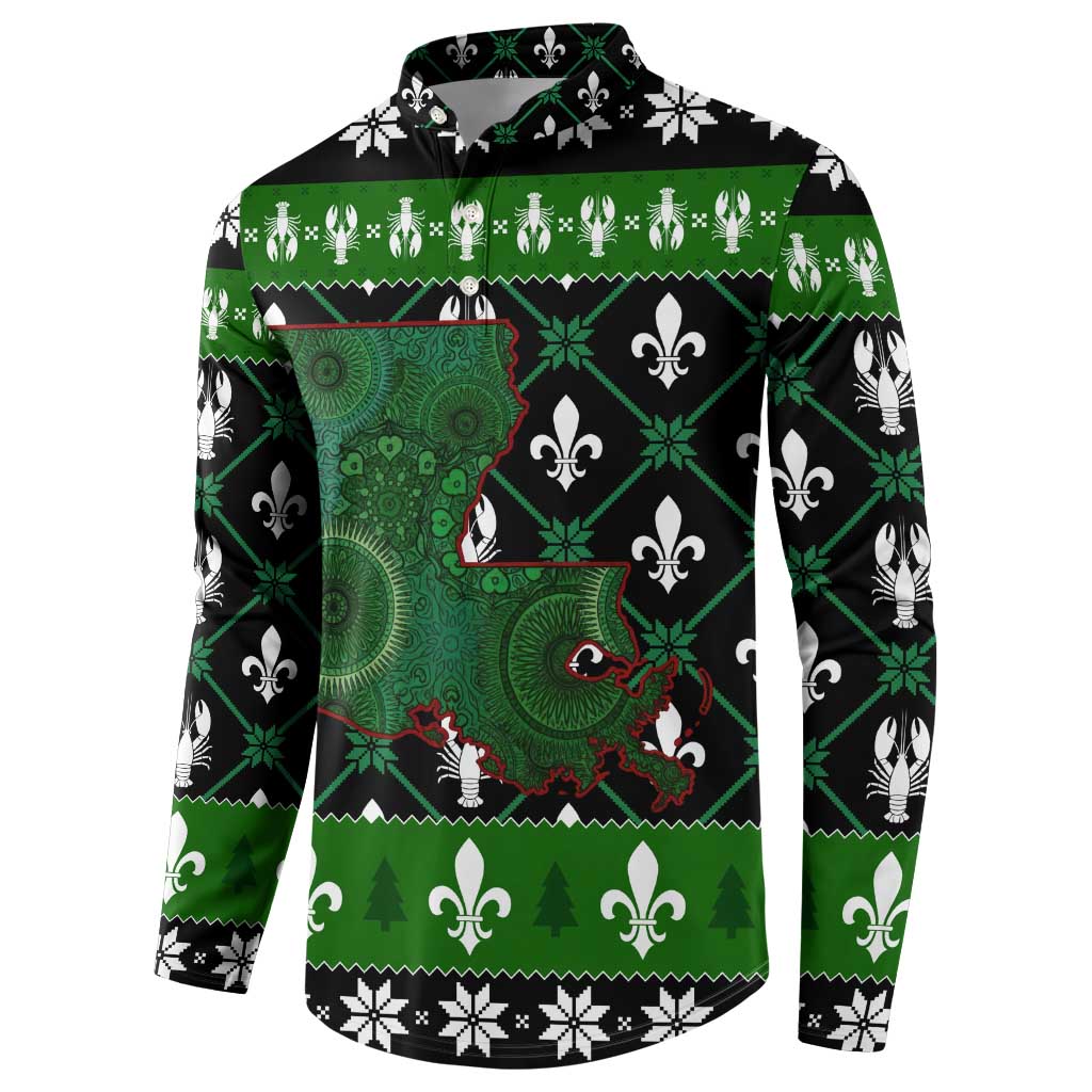 Louisiana USA Symbols Pattern Christmas Button Sweatshirt Xmas Holiday Patterns - Wonder Print Shop