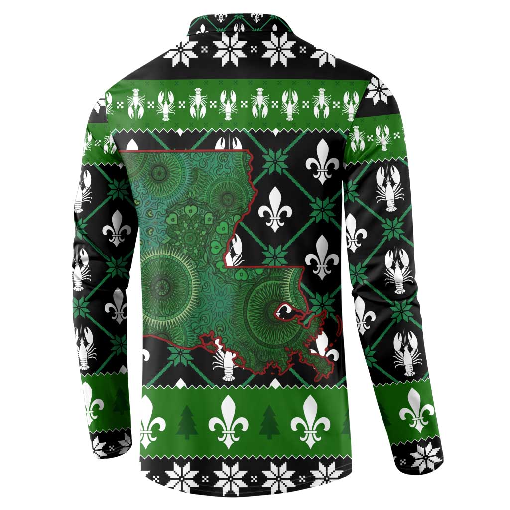 Louisiana USA Symbols Pattern Christmas Button Sweatshirt Xmas Holiday Patterns - Wonder Print Shop