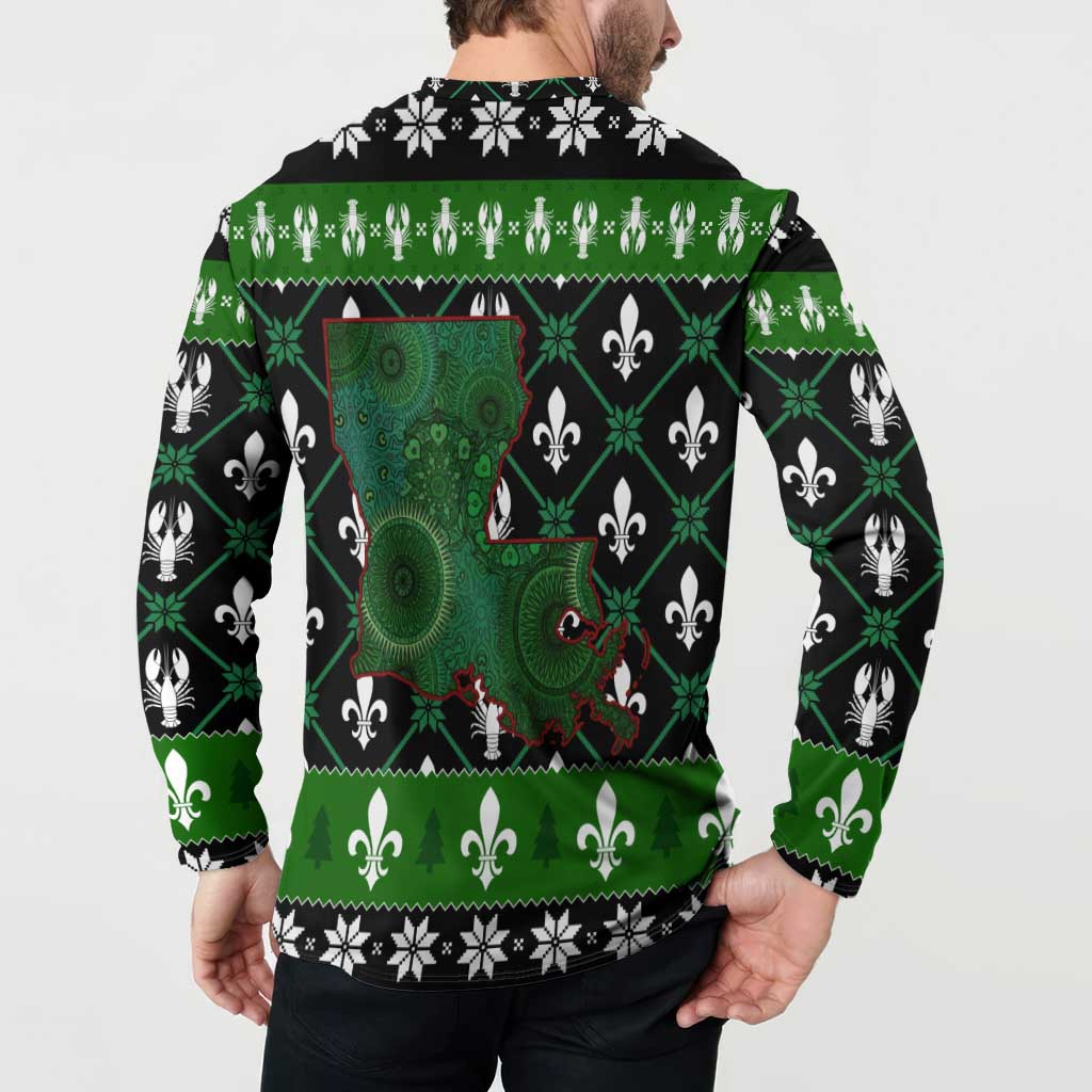 Louisiana USA Symbols Pattern Christmas Button Sweatshirt Xmas Holiday Patterns - Wonder Print Shop