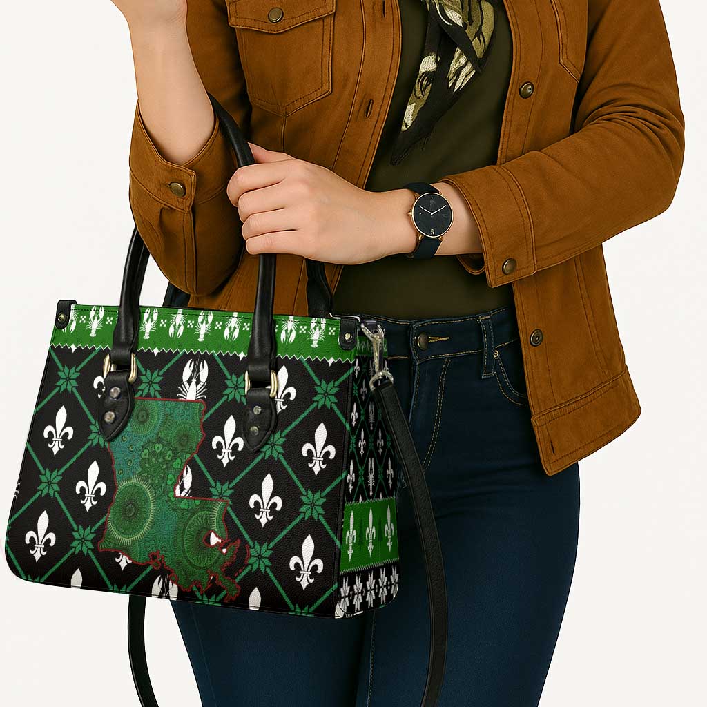 Louisiana USA Symbols Pattern Christmas Leather Bag Xmas Holiday Patterns - Wonder Print Shop