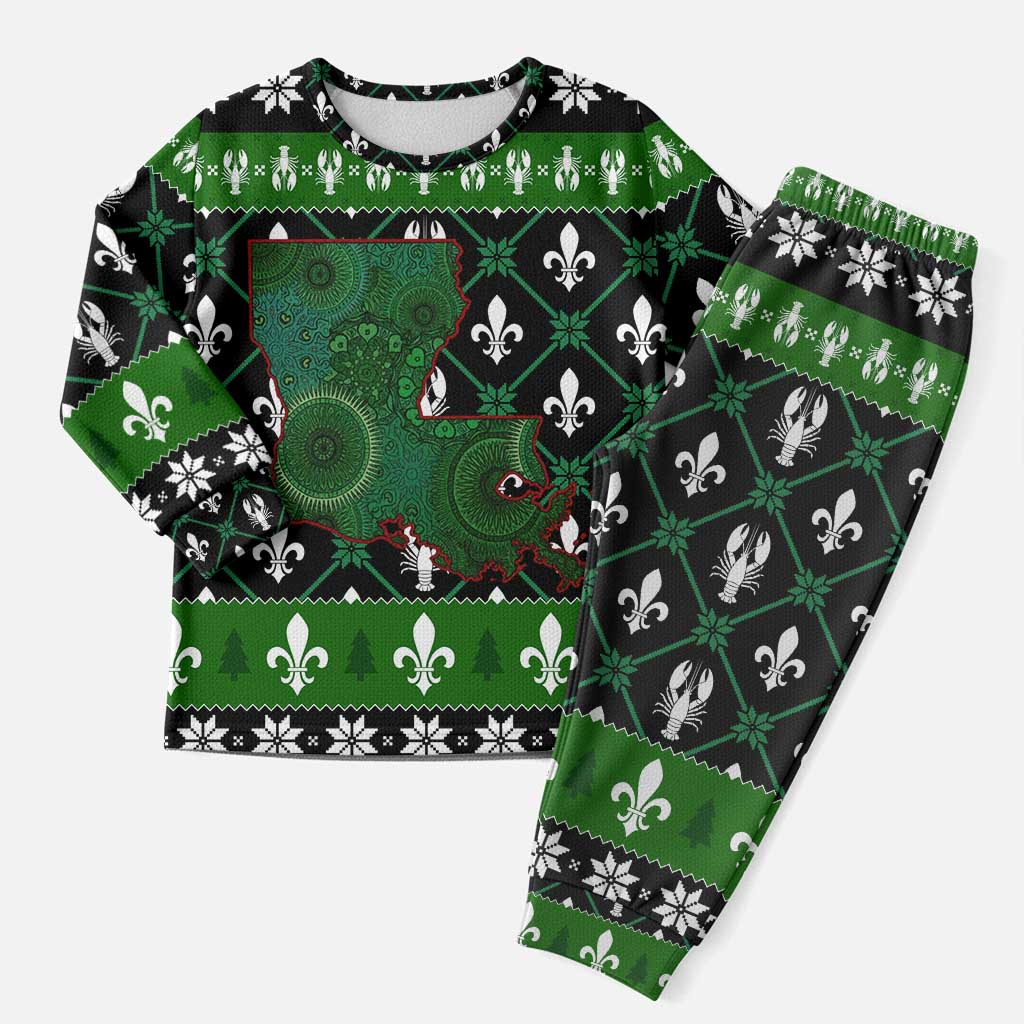 Louisiana USA Symbols Pattern Christmas Pajama Set Xmas Holiday Patterns - Wonder Print Shop
