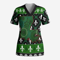 Louisiana USA Symbols Pattern Christmas Scrub Top Xmas Holiday Patterns - Wonder Print Shop