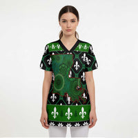 Louisiana USA Symbols Pattern Christmas Scrub Top Xmas Holiday Patterns - Wonder Print Shop