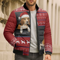 Lovely Beagle Christmas Bomber Puffer Jacket Xmas Holiday Patterns - Wonder Print Shop