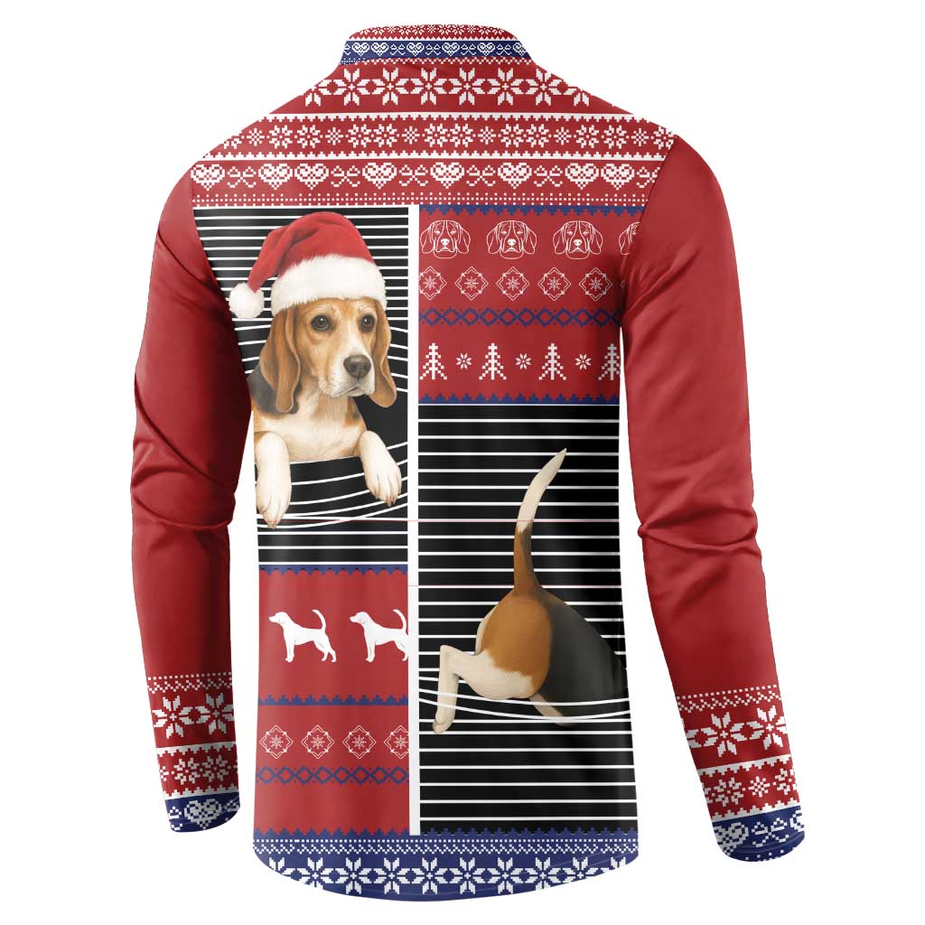 Lovely Beagle Christmas Button Sweatshirt Xmas Holiday Patterns - Wonder Print Shop