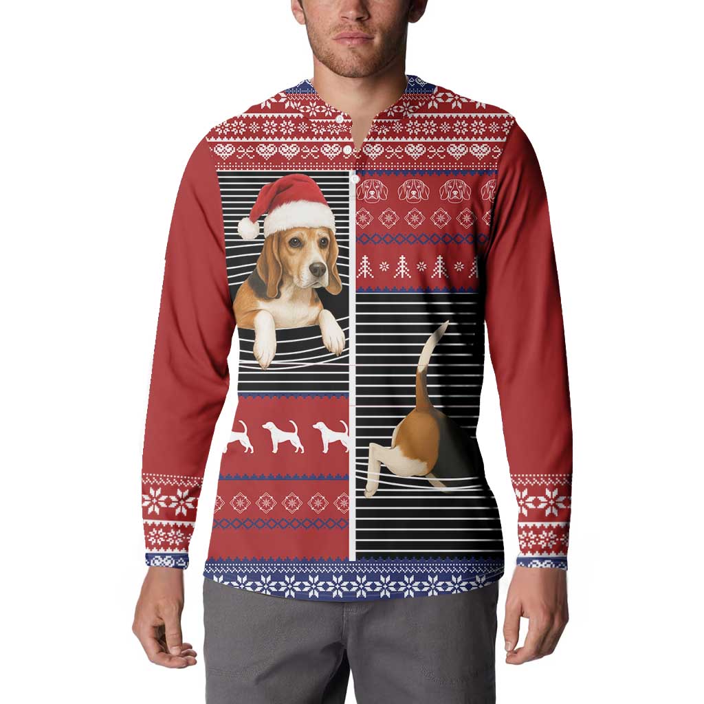 Lovely Beagle Christmas Button Sweatshirt Xmas Holiday Patterns - Wonder Print Shop