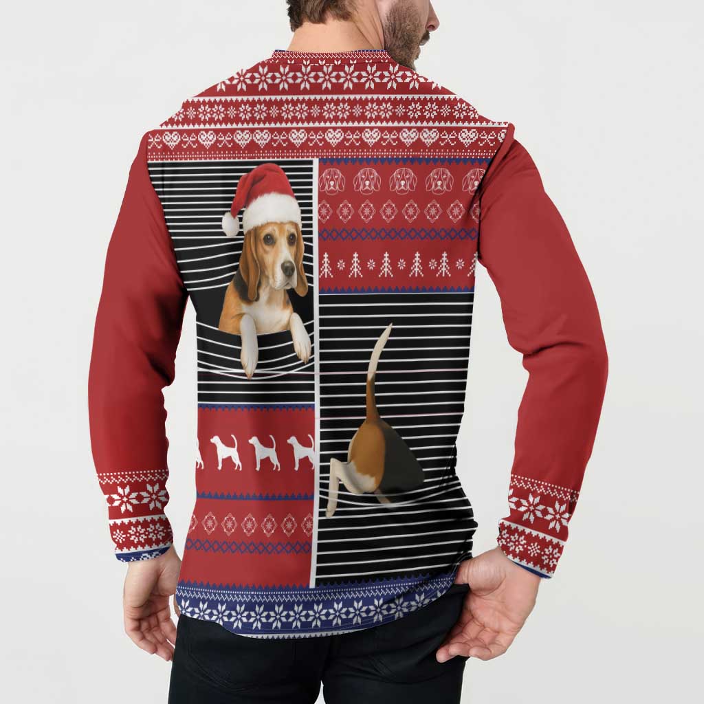 Lovely Beagle Christmas Button Sweatshirt Xmas Holiday Patterns - Wonder Print Shop