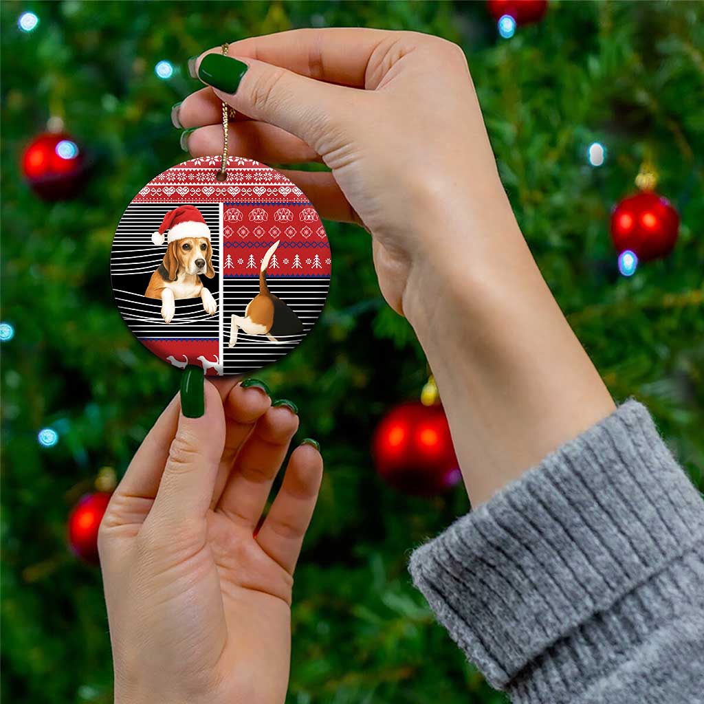 Lovely Beagle Christmas Ceramic Ornament Xmas Holiday Patterns - Wonder Print Shop