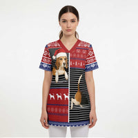 Lovely Beagle Christmas Scrub Top Xmas Holiday Patterns - Wonder Print Shop