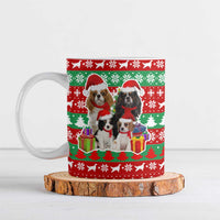 Christmas Dogs Ceramic Mug with Santa Hats and Red Green Holiday Pattern - Wonder Print Shop