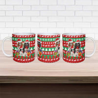 Christmas Dogs Ceramic Mug with Santa Hats and Red Green Holiday Pattern - Wonder Print Shop