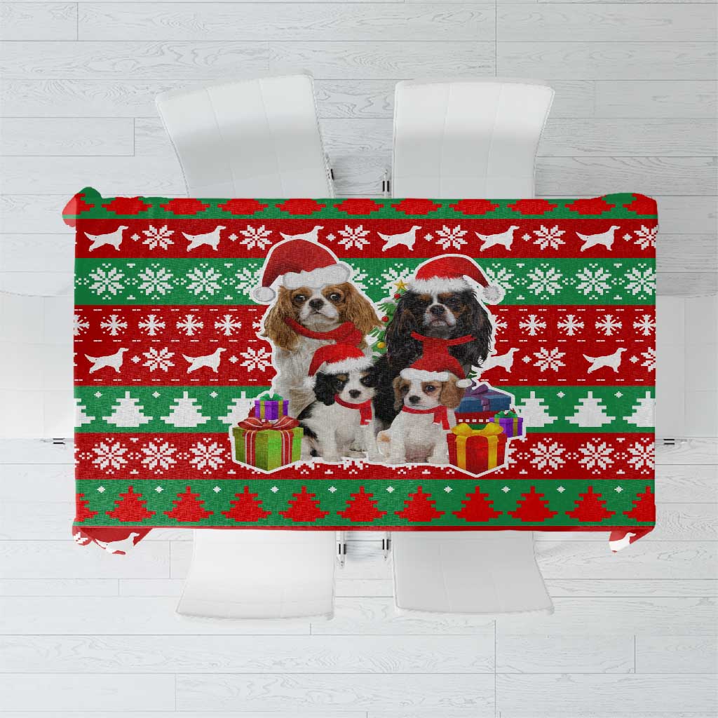 Christmas Dogs Tablecloth with Santa Hats and Red Green Holiday Pattern - Wonder Print Shop