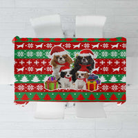 Christmas Dogs Tablecloth with Santa Hats and Red Green Holiday Pattern - Wonder Print Shop