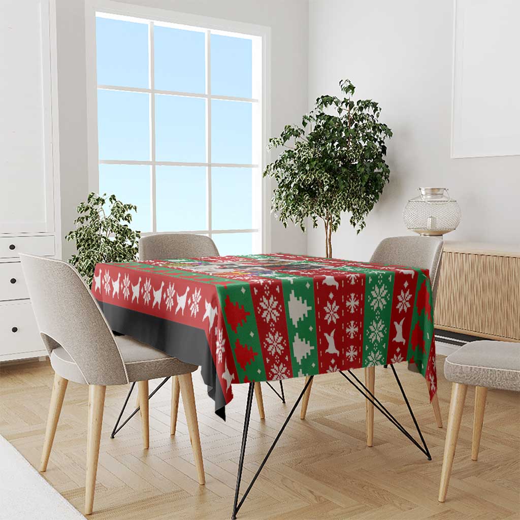 Christmas Dogs Tablecloth with Santa Hats and Red Green Holiday Pattern - Wonder Print Shop