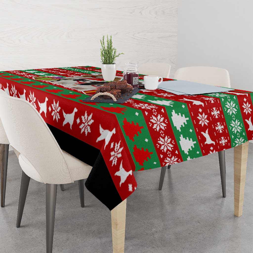 Christmas Dogs Tablecloth with Santa Hats and Red Green Holiday Pattern - Wonder Print Shop