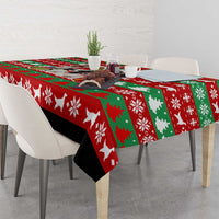 Christmas Dogs Tablecloth with Santa Hats and Red Green Holiday Pattern - Wonder Print Shop