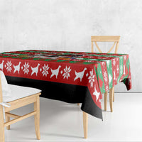 Christmas Dogs Tablecloth with Santa Hats and Red Green Holiday Pattern - Wonder Print Shop