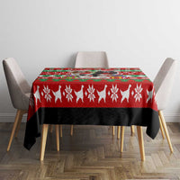 Christmas Dogs Tablecloth with Santa Hats and Red Green Holiday Pattern - Wonder Print Shop
