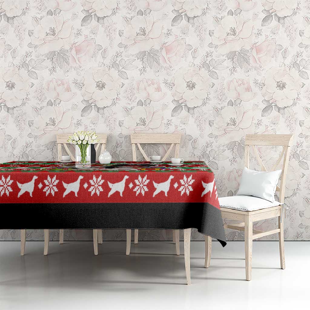 Christmas Dogs Tablecloth with Santa Hats and Red Green Holiday Pattern - Wonder Print Shop