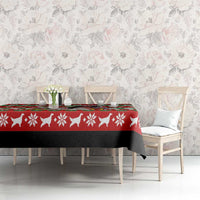 Christmas Dogs Tablecloth with Santa Hats and Red Green Holiday Pattern - Wonder Print Shop