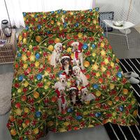 Christmas Dogs Bedding Set with Santa Hats and Festive Ornament Pattern - Wonder Print Shop