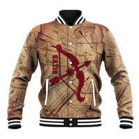 Satis Baseball Jacket with Fiery Bow and Arrow in Ancient Egyptian Warrior