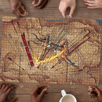 Satis Puzzle with Fiery Bow and Arrow in Ancient Egyptian Warrior