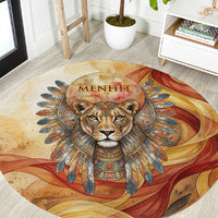 Menhit Round Carpet Lioness Warrior Goddess Uraeus Serpent Fire and Feathers Ancient Egyptian