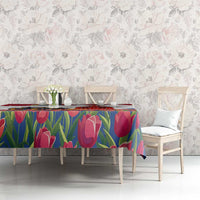 Netherlands Farm Landscape Tablecloth with Tractor and Tulips