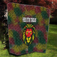 Togo Quilt with Red Lion Head Design and Traditional African Pattern