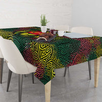 Togo Tablecloth with Red Lion Head Design and Traditional African Pattern