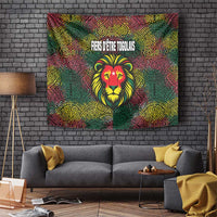 Togo Tapestry with Red Lion Head Design and Traditional African Pattern