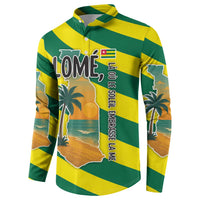 Lome Togo Sunset Button Sweatshirt with Palm Trees and Ocean Embrace Design