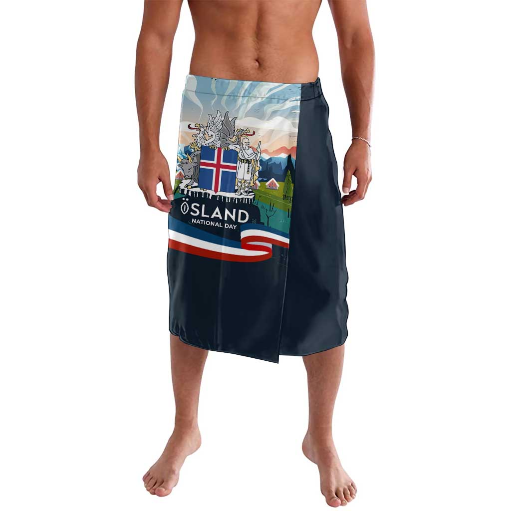 Iceland National Day Lavalava with Icelandic Flag Crest and Scenic Landscape Design