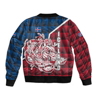 Iceland Crest Bomber Jacket with Viking Dragon and Icelandic Flag Plaid Pattern - Wonder Print Shop