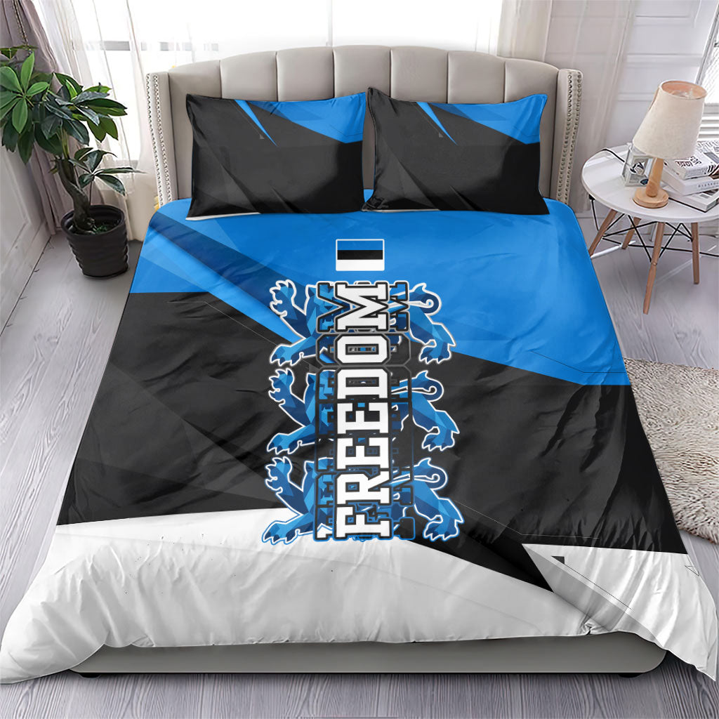 Estonia Flag 1884 Freedom Bedding Set Geometric Lion Crest National Pride