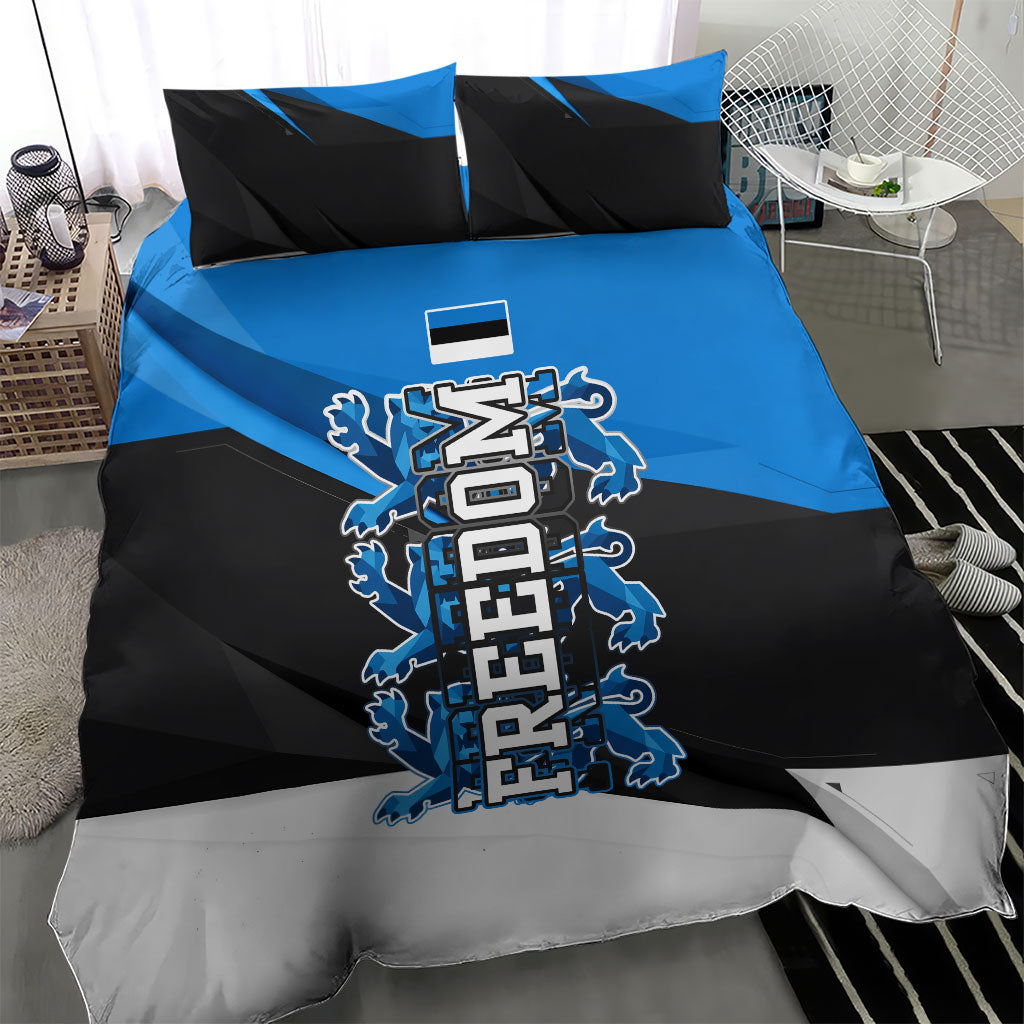 Estonia Flag 1884 Freedom Bedding Set Geometric Lion Crest National Pride